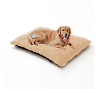 XIEMINLE Lit lavable pour cage pour chien et chien - Matelas chaud et confortable en peluche avec fond antidérapant (122 x 85 x 12 cm, beige)