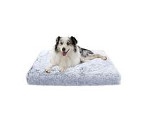 XIEMINLE Lit moelleux pour chien - Matelas apaisant en peluche chaude avec housse amovible - Tapis doux pour chiots avec fond antidérapant (100 x 60 x 10 cm, gris clair)