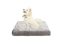 XIEMINLE Lit orthopédique apaisant pour chien avec housse amovible - Matelas plat lavable pour cage - Coussin en peluche avec fond antidérapant (50 x 40 x 5 cm, marron)