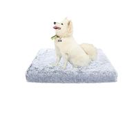 XIEMINLE Lit orthopédique apaisant pour chien avec housse amovible - Matelas plat lavable pour cage - Coussin en peluche avec fond antidérapant (75 x 50 x 7 cm, gris clair)