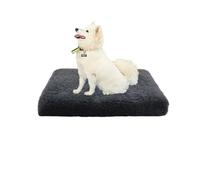 XIEMINLE Lit orthopédique apaisant pour chien avec housse amovible - Matelas plat lavable pour cage - Coussin en peluche avec fond antidérapant (75 x 50 x 7 cm, gris foncé)