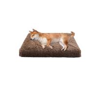 XIEMINLE Lit orthopédique doux pour chien avec housse zippée lavable et amovible - Tapis pelucheux anti-anxiété pour animal domestique (100 x 60 x 10 cm, kaki)