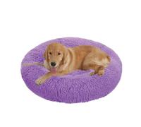 XIEMINLE Lit orthopédique rond et moelleux en forme de beignet pour animal de compagnie - Lavable en machine - Matelas anti-anxiété pour chiot et chat (80 cm, violet)