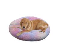 XIEMINLE Lit orthopédique rond et moelleux en forme de beignet pour animal de compagnie - Lavable en machine - Matelas anti-anxiété pour chiot et chat (150 cm, multicolore)