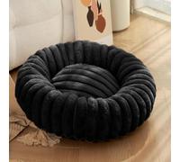 XIEMINLE Lit pour chat d'intérieur en forme de beignet pour animal de compagnie, chiot et chaton, tapis rond confortable et apaisant avec fond antidérapant (50 cm, noir)