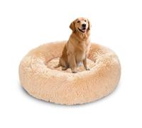 XIEMINLE Lit rond en forme de donut pour chien - Lit moelleux anti-anxiété pour chiens de taille moyenne et grande - Lavable en machine - Matelas apaisant pour chiot avec fond antidérapant (110 cm