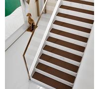 XIEMINLE Lot de 15 tapis d'escalier antidérapants, autocollants, parfaits pour animaux de compagnie, enfants, personnes âgées, amovibles (80 x 20 cm, marron)