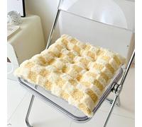 XIEMINLE Lot de 2 coussins de chaise avec sangles pour chaises de salle à manger, canapé, fauteuil et fauteuil en peluche pour cuisine, salle à manger, 40 x 40 x 5 cm, jaune
