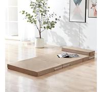 XIEMINLE Matelas de sol pliable, 4 plis en mousse haute densité, tapis de couchage pour voyage, camping, studio, dortoir, canapé de sol, camping avec housse amovible (90 x 200 x 5 cm, kaki)