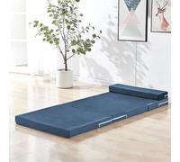XIEMINLE Matelas de sol pliable, 4 plis en mousse haute densité, tapis de couchage pour voyage, camping, studio, dortoir, canapé de sol, camping avec housse amovible (60 x 200 x 5 cm, bleu)