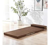 XIEMINLE Matelas de sol pliable, 4 plis en mousse haute densité, tapis de couchage pour voyage, camping, studio, dortoir, canapé de sol, camping avec housse amovible (80 x 200 x 8 cm, marron)