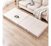 XIEMINLE Matelas de voyage pliable, imperméable et pliable, en mousse haute densité, tapis de couchage avec housse lavable, pour camping, caravanes (120 x 200 x 5 cm, beige)