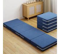 XIEMINLE Matelas pliable en mousse haute densité, lit d'appoint en 4 plis, confortable avec housse amovible, pour canapé, lit, camping, voyage, bureau (60 x 200 x 10 cm, bleu)