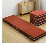 XIEMINLE Matelas pliable en mousse haute densité, lit d'appoint en 4 plis, confortable avec housse amovible, pour canapé, lit, camping, voyage, bureau (120 x 200 x 5 cm, orange)