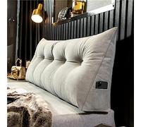 XIEMINLE Oreiller triangulaire pour tête de lit - Oreiller de dossier de lecture - Coussin lombaire avec housse amovible pour canapé-lit, double coussin de chevet pour lecture, 100 x 50 x 20 cm, gris