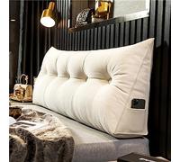 XIEMINLE Oreiller triangulaire pour tête de lit - Oreiller de dossier de lecture - Coussin lombaire avec housse amovible pour canapé-lit, double coussin de chevet pour lecture, 180 x 50 x 20 cm, blanc