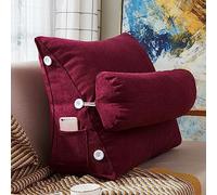 XIEMINLE Oreillers lombaires avec cou réglable, soutien lombaire triangulaire pour canapé-lit, tête de lit, coussin de lecture, coussin de dossier pour lit, canapé, lecture, 60 x 50 x 22 cm, rouge