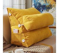 XIEMINLE Oreillers lombaires avec cou réglable, soutien lombaire triangulaire pour canapé-lit, tête de lit, coussin de lecture, coussin de dossier pour lit, canapé, lecture, 45 x 50 x 22 cm, jaune