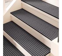 XIEMINLE Tapis de marche d'escalier avec revers en caoutchouc pour personnes âgées, enfants, chiens, chiens, antidérapants, amovibles et lavables (80 x 22 cm, gris)