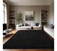 XIEMINLE Tapis pelucheux doux et moelleux pour chambre à coucher, salon, grand tapis antidérapant et lavable pour chambre d'enfant, maison, bureau, chambre d'enfant (120 x 200 cm, noir)