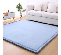 XIEMINLE Tapis pour salon, chambre à coucher, en peluche super douce, moderne et confortable, tapis de sol, antidérapant, lavable, pour chambre d'enfant, salon (200 x 240 cm, bleu clair)