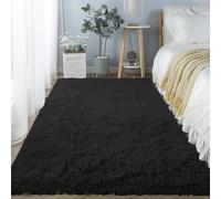 XIEMINLE Tapis Salon Moelleux Chambre Tapis Soft Tapis à Poils Longs Tapis de Décoration Tapis Moderne Tapis Antidérapant pour Salon Chambre Filles Enfants Doux et Confortable Tapis (Noir,200x250cm)
