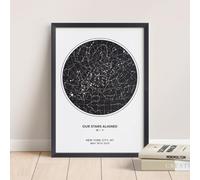 XIESHANG Impression de carte d'étoiles personnalisée, Night We Met Anniversaire, impression ciel nocturne, cadeau de mariage, carte d'étoiles personnalisée pour anniversaire de mariage (29,7 x 42 cm)