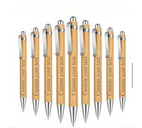 XIESHANG Lot de 100 stylos à bille personnalisés en bambou - Idée cadeau de mariage avec nom, bleu