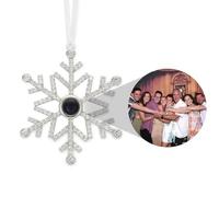 XIESHANG Ornements personnalisés avec images, décorations de Noël avec photos personnalisées, ornements photo utilisant mes propres photos (argent, 5 cm)