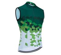 XIEweiZHI Gilet de Cyclisme Maillot de Cyclisme d'équipe à séchage Rapide, Gilet de vélo Coupe-Vent for Hommes, Maillot de vélo d'été sans Manches(Green,L)