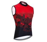 XIEweiZHI Gilet de Cyclisme Maillot de Cyclisme d'équipe à séchage Rapide, Gilet de vélo Coupe-Vent for Hommes, Maillot de vélo d'été sans Manches(Red,L)