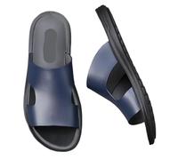 XIEweiZHI Pantoufles en Cuir for Hommes, Chaussures Plates de Luxe, Sandales d'été, de Plage, décontractées, for l'extérieur, for la Maison pour l'extérieur(Blue,44)