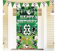 XIEXIESHER Bannière de Football pour le 8e Anniversaire d'un Enfant, Décoration d'anniversaire sur le Thème du Football, pour Photographie d'anniversaire de Garçon, Fête Sportive(185 × 90 cm)