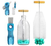 XIEXIESHER Goupillon Biberon, Polyvalence Ecouvillon Biberon Brosse éPonge en Acier Inoxydable De 35 cm, Convient Aux Verres, Bouilloires, Tasses à Café (Vert Clair+Bleu Gris)