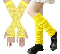 XIEXIESHER Jambière Guêtres, 80s 90s Vetement Fluo, Jaune Femmes Taille Unique, Pour Carnaval pour Danser, 80-90 pour les Fêtes à Thème, Yoga, Gym, Course, Gymnastique