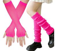 XIEXIESHER Jambière Guêtres, 80s 90s Vetement Fluo, Rose Fluo Femmes Taille Unique, Pour Carnaval pour Danser, 80-90 pour les Fêtes à Thème, Yoga, Gym, Course, Gymnastique