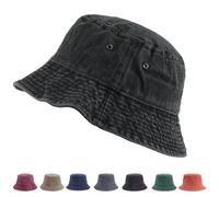 XIEXIESHER Rétro Chapeau Bob, 56-58cm, Unisexe Protection Solaire Protection UV, Chapeau de Soleil en Coton Denim, Look Vintage délavé, Convient pour Voyage Plage Jardinage Randonnée Camping (Marine)