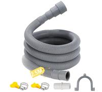 XIEXIESHER Tuyau Vidange Lave Vaisselle, 1M/1.5M/2M/3M/4M/5M/6M Rallonge de Tuyau de Vidange, avec SuPETort Forme U et Colliers de Serrage, pour Lave Vaisselle(2.5M)
