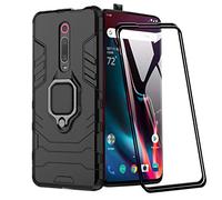XIFAN Coque pour Xiaomi Mi 9T Nouveau Robuste Anneau Support [Fonctionne avec Support De Voiture Magnétique] Étui Housse, Noir + 2 Pack Verre Trempé Écran Protecteur