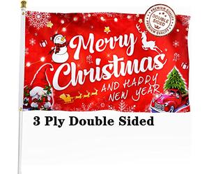 XIFAN Grand drapeau de Noël double face avec gnome rouge, camion, bonhomme de neige, arbre de Noël, cadeau mural, décoration d'hiver