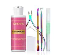 XIFEPFR Kit de Cuticle Remover - 180ml Crème Remover de Cuticules, Coupe Cuticule, Pince Cuticule, Repousse-Cuticules, Stylo à Huile pour Cuticules et Tampons de Coton, Pour Soins Manucure Pro et DIY