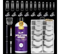 XIFEPFR Slip Solution Polygel Kit, 120ml Extended Gel Slide Anti - adhésif Solution Polygel Liquide avec 120 Double Type Ongle Brosse Clip Tasse pour Bricolage Polygel Manucure, Cadeau pour les Femmes