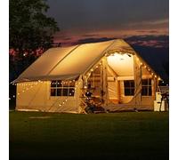 XifeZylith Tente Maison Gonflable Camping, 4 Saisons Air Tent Tente 8 Personnes Familiale Gonflable XXL 6 Personnes avec Ouverture De Cheminée Et Fenêtre De Toit, Pop Up Glamping Maison Gonflabl