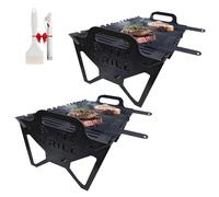 Xifyjus Barbecue Pliable à Fentes, Barbecue Au Charbon De Bois Pliable Et Portable en Acier Inoxydable, Installation sans Outil, Rangement Facile pour Le Camping, Les Fêtes, Les Voyages