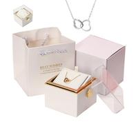 Xifyjus Boîte À Roses Éternelles avec Collier Gravé Et Vraie Rose, Coffret Cadeau Rotatif avec Collier en Forme De Cœur Personnalisé for Sa Femme, Épouse, Petite Amie, for Un Anniversaire(Silver,A)
