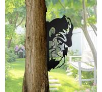 Xifyjus Panneau Métallique «Faire Un Doigt d'honneur à Bigfoot», Nouvelle Décoration De Jardin Bigfoot 2025, à Monter sur Un Arbre Ou Un Poteau, Sasquatch Pointant du Doigt dans Le Coin des Panneaux