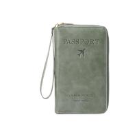 Xifyjus Porte-passeport en cuir pour voyage, portefeuille familial avec blocage RFID, joli organiseur de documents pour femme, étui fin pour homme, protecteur multifonction avec fermeture éclair