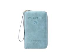 Xifyjus Porte-passeport en cuir pour voyage, portefeuille familial avec blocage RFID, joli organiseur de documents pour femme, étui fin pour homme, protecteur multifonction avec fermeture éclair