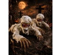 Xifyjus Sound Activated Crawling Mummy with Glowing Red Eyes Halloween Prop