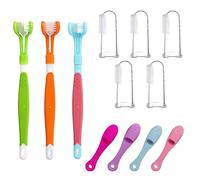 XIGACGEH Brosse à dents multi-types pour animaux de compagnie, petite tête multi-angle, brosse à dents de nettoyage pour chiens, mauvaise haleine, outil de nettoyage des dents, long manche pour animal